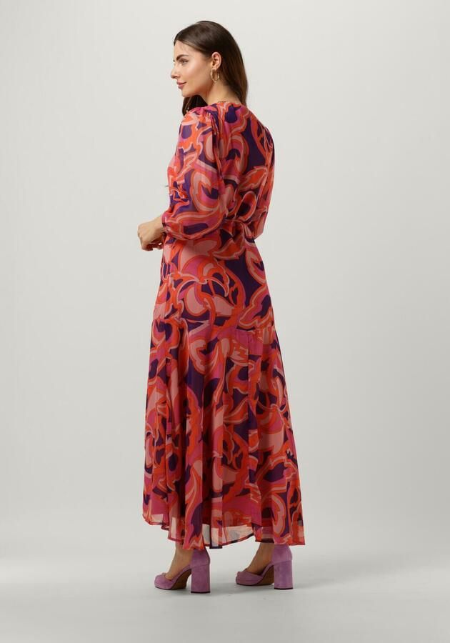 Freebird wikkeljurk Belia met all over print roze paars oranje