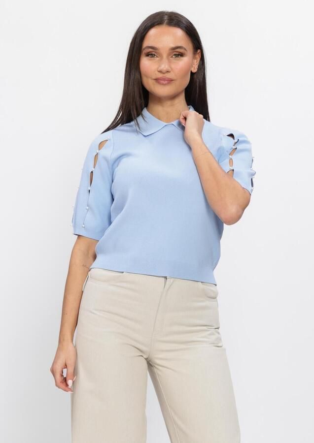 FREEBIRD Dames Tops & T-shirts Kn-vis-soft-26-1 Lichtblauw