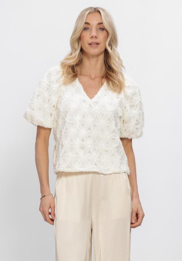 FREEBIRD Dames Tops & T-shirts Wv-3d-voile-flower-26-1 Creme