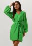 Freebird semi-transparante jurk Xeni-V met bladprint en ruches groen - Thumbnail 1