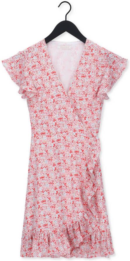 Freebird gebloemde wikkeljurk Rosy rood roze lichtblauw