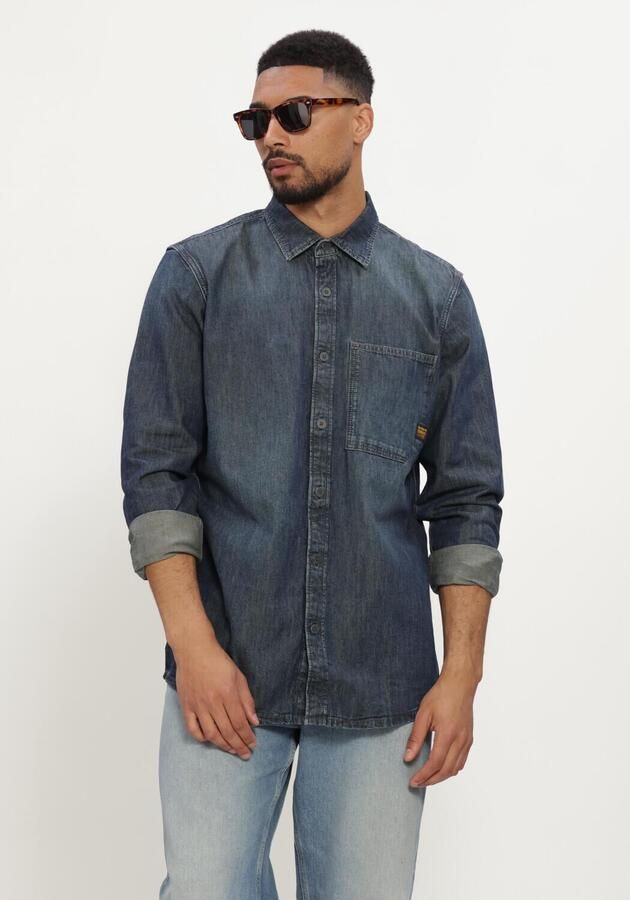 G-STAR RAW Heren Overhemden Regular 1-pkt Shirt L\s Blauw