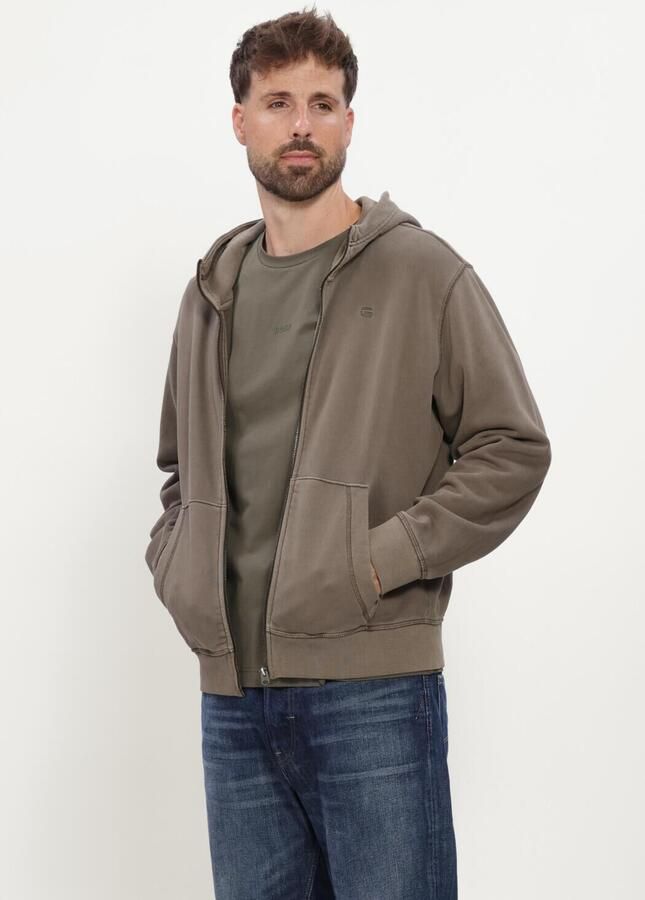 G-STAR RAW Heren Truien & Vesten Unit Washed Full Zip Hdd Sw L\s Taupe