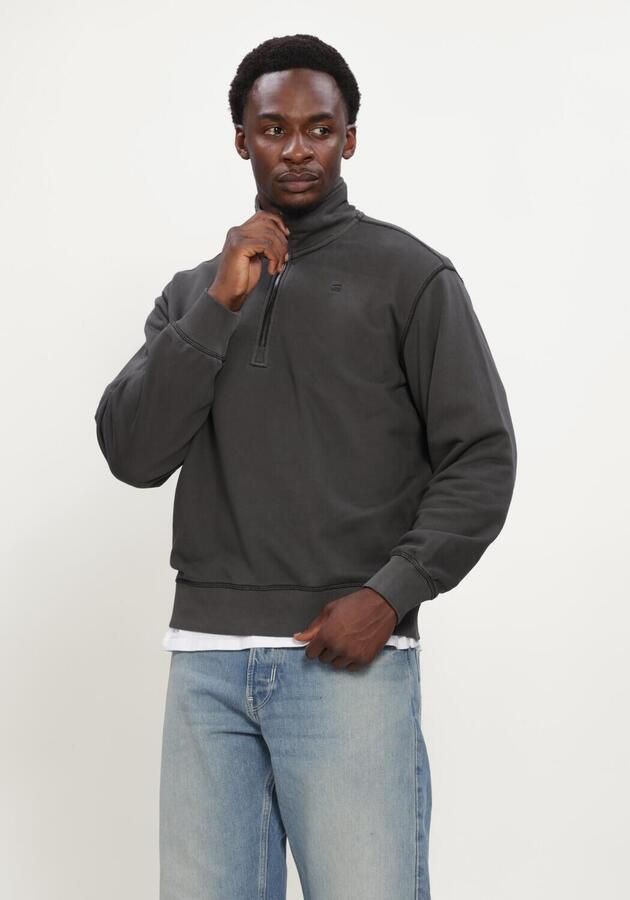 G-STAR RAW Heren Truien & Vesten Unit Washed Half Zip Sw L\s Donkergrijs