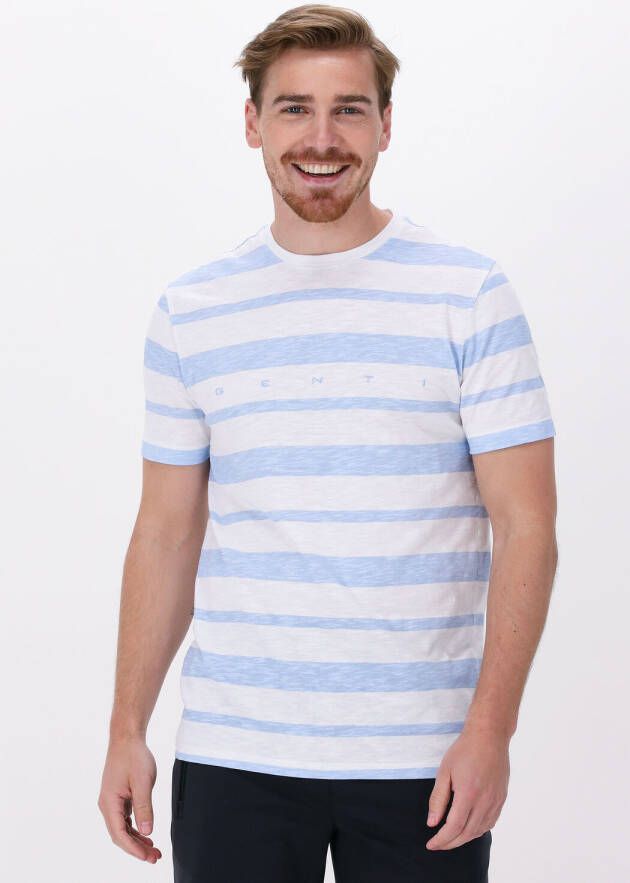 GENTI Heren Polo's & T-shirts J5029-1222 Blauw wit Gestreept