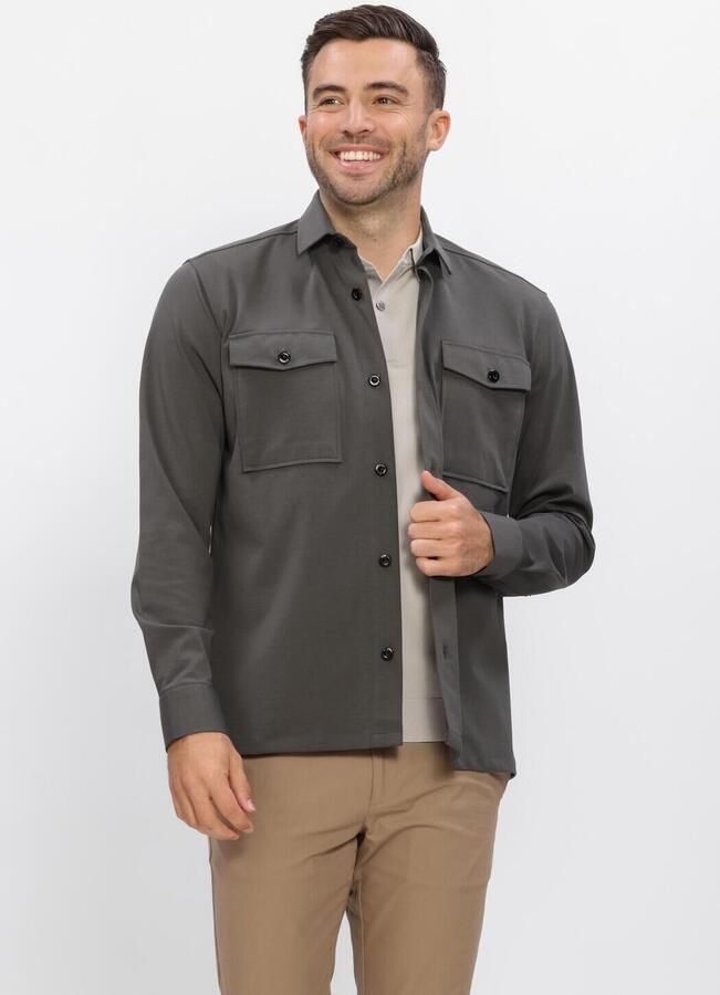GENTI Heren Overshirts Midtown Relaxed Fit Donkergrijs