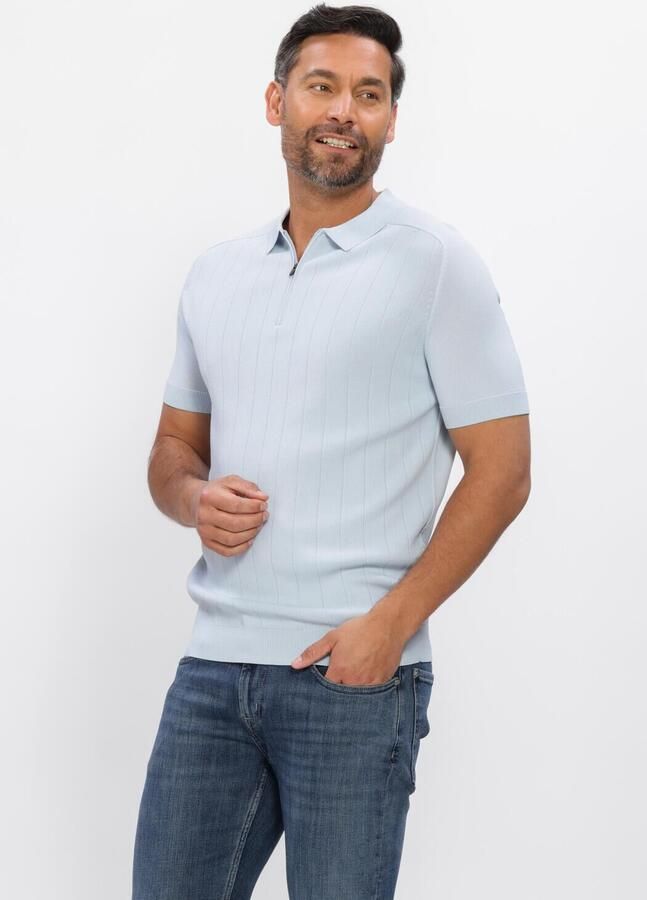 GENTI Heren Polo's & T-shirts Polo Zip Ss 1260 Lichtblauw