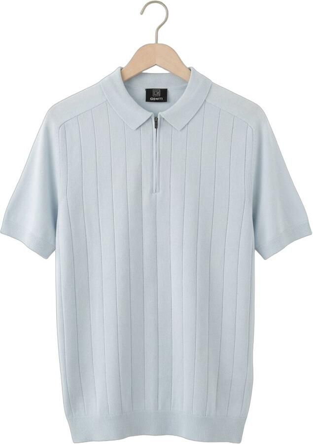 GENTI Heren Polo's & T-shirts Polo Zip Ss 1260 Lichtblauw - Foto 2