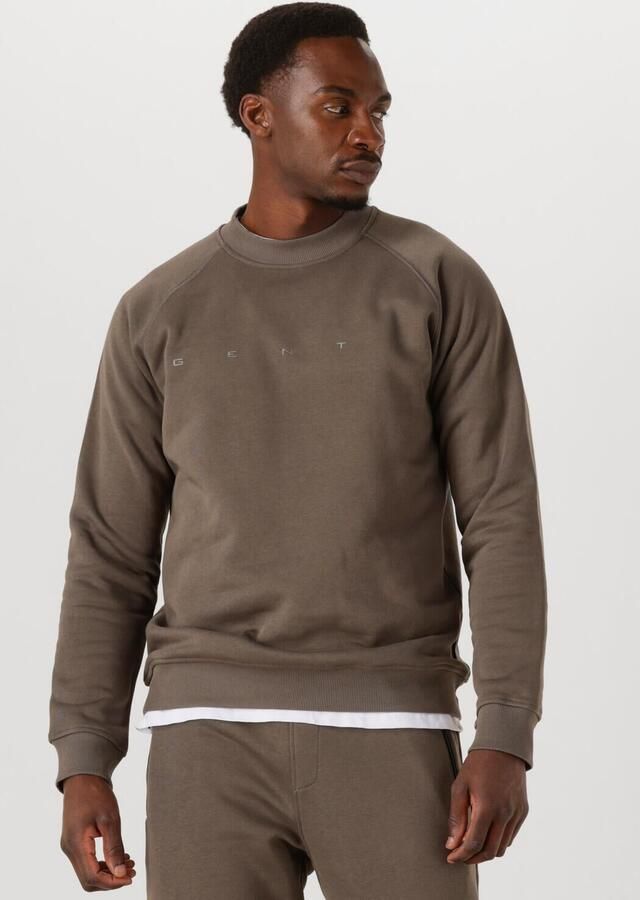 GENTI Heren Truien & Vesten Basic Logo Sweater Taupe - Foto 4
