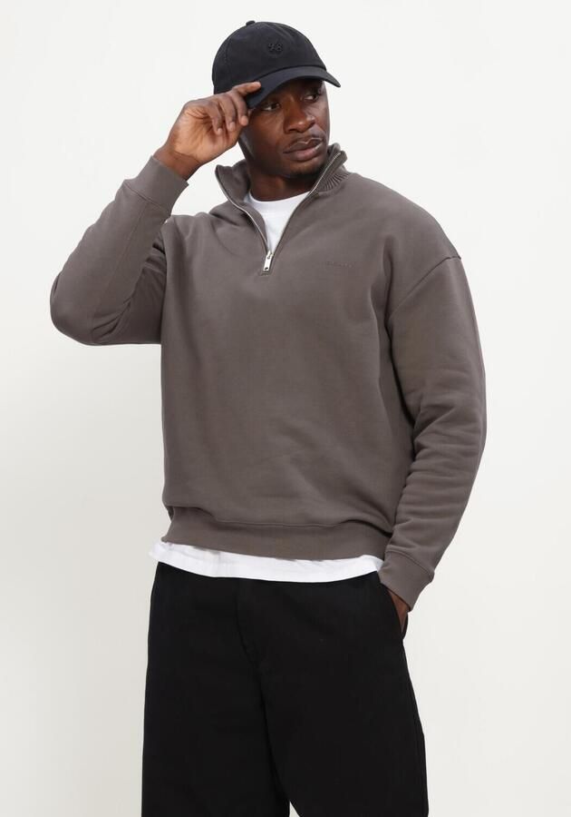 GENTI Heren Truien & Vesten Half Zip Sweat Donkergrijs
