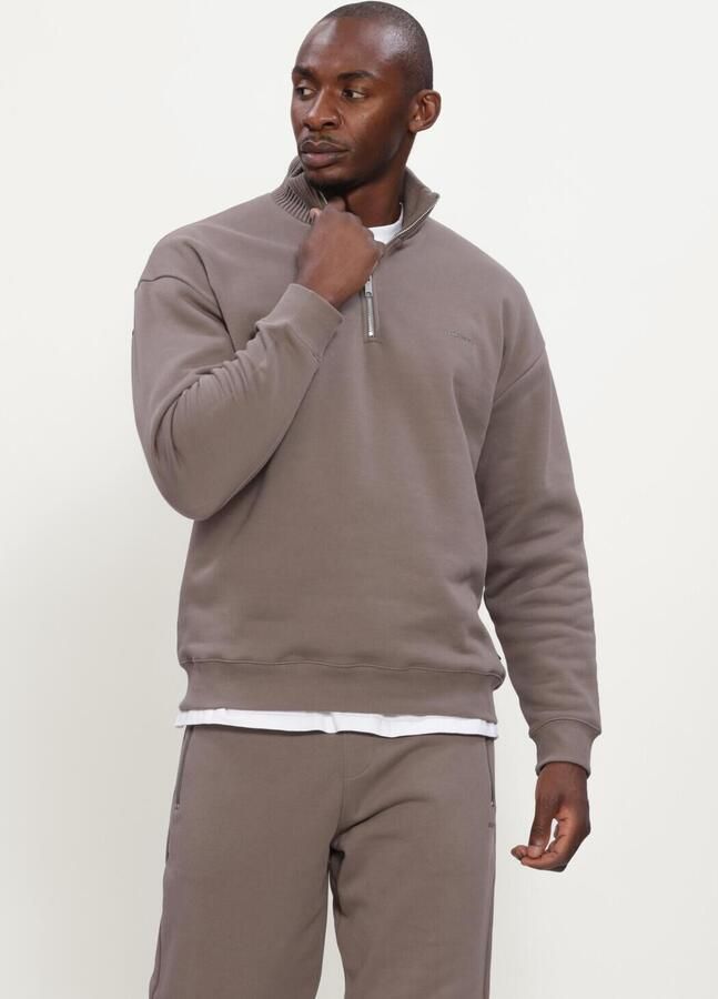 GENTI Heren Truien & Vesten Half Zip Sweat Taupe