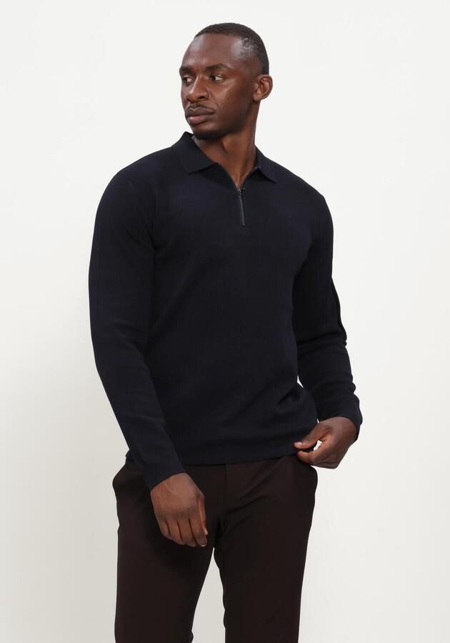 GENTI Heren Truien & Vesten Polo Zip Ls Donkerblauw