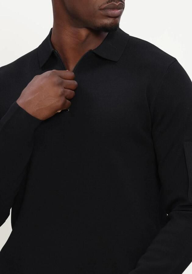 GENTI Heren Truien & Vesten Polo Zip Ls Zwart - Foto 4