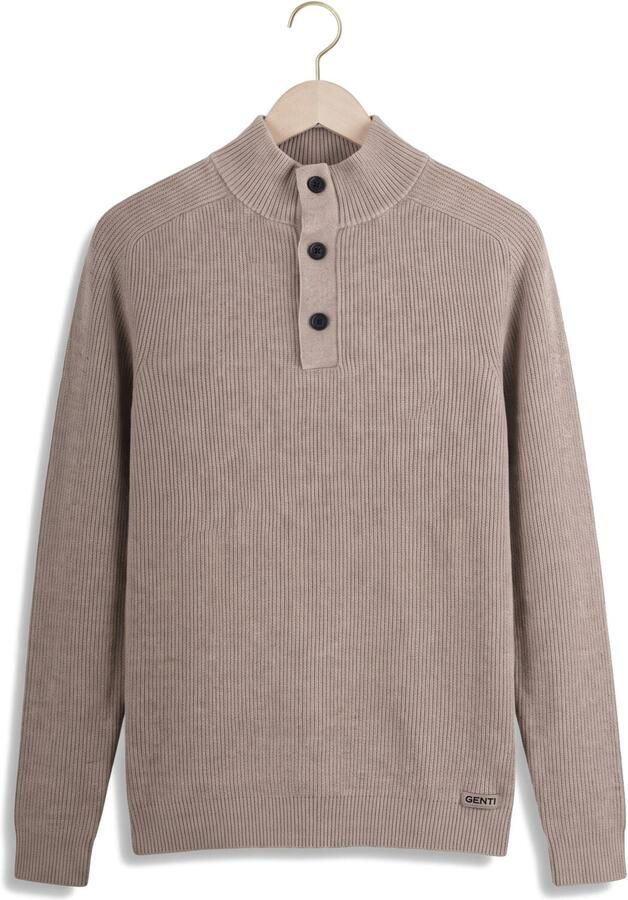 GENTI Heren Truien & Vesten Turtle Button Ls Beige - Foto 4