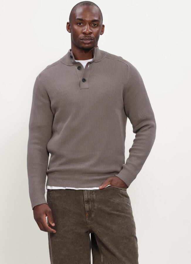 GENTI Heren Truien & Vesten Turtle Button Ls Taupe