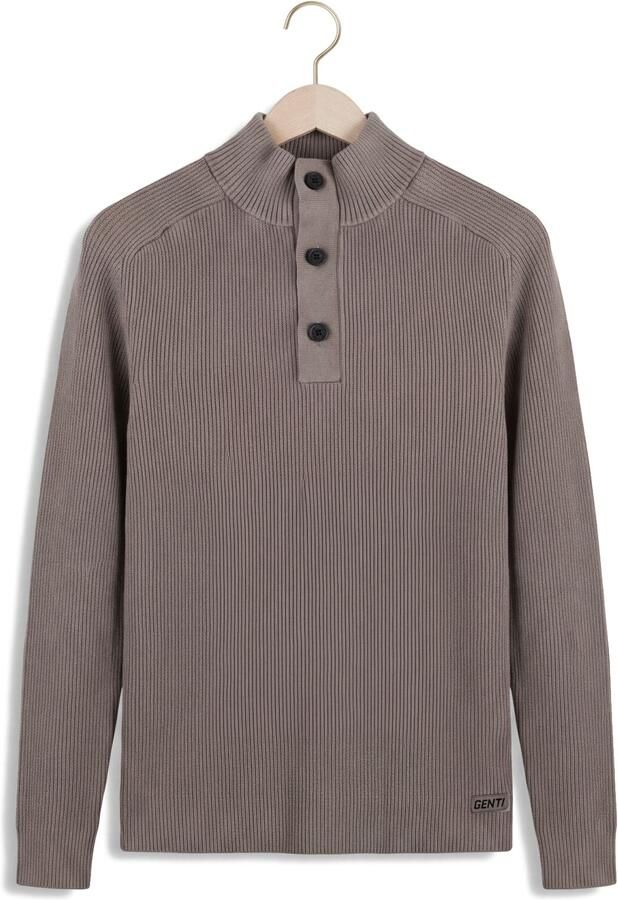GENTI Heren Truien & Vesten Turtle Button Ls Taupe - Foto 4