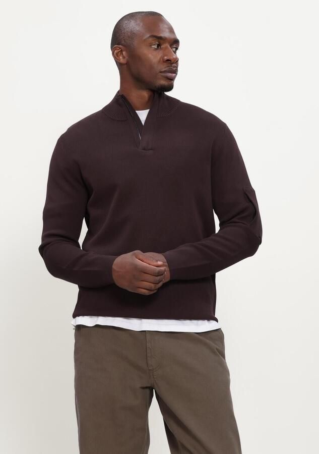 GENTI Heren Truien & Vesten Turtle Zip Ls Bruin