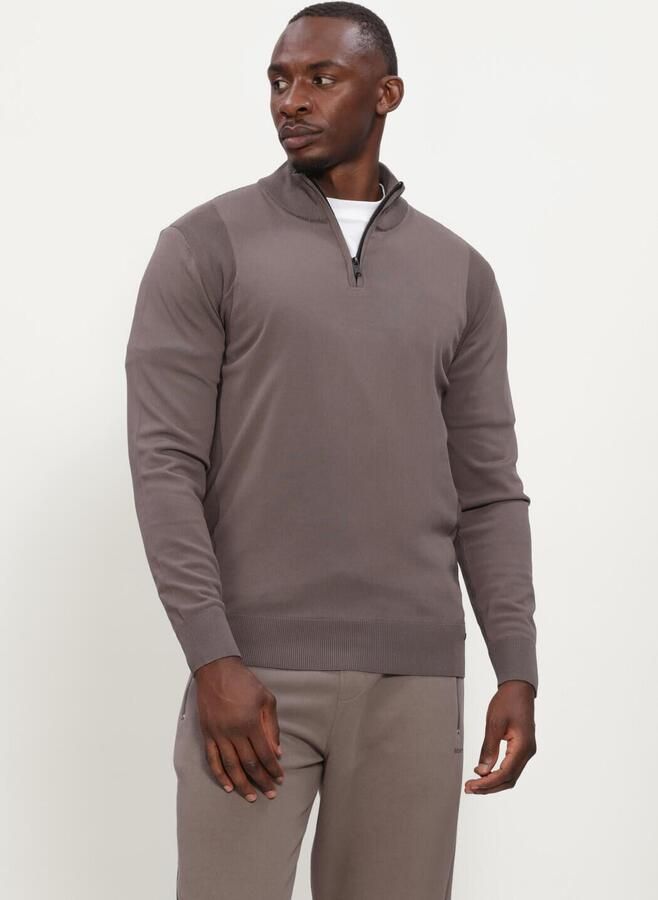 GENTI Heren Truien & Vesten Turtle Zip Ls Taupe