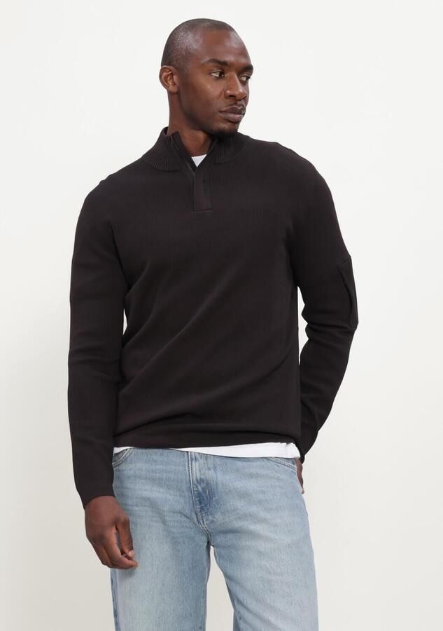 GENTI Heren Truien & Vesten Turtle Zip Ls Zwart