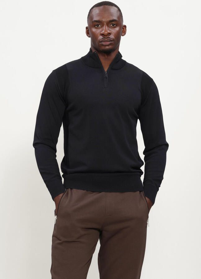 GENTI Heren Truien & Vesten Turtle Zip Ls Zwart
