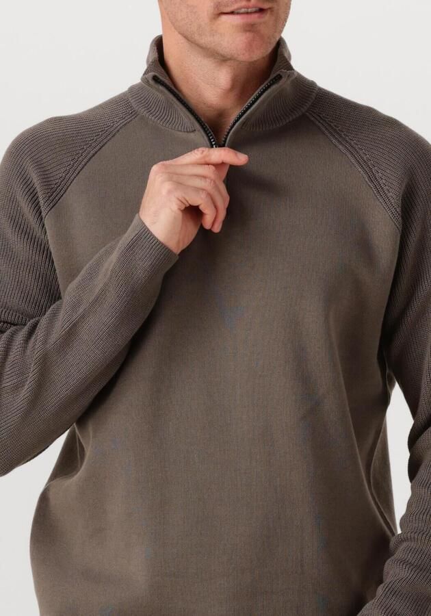 GENTI Heren Truien & Vesten Turtle Zip Taupe
