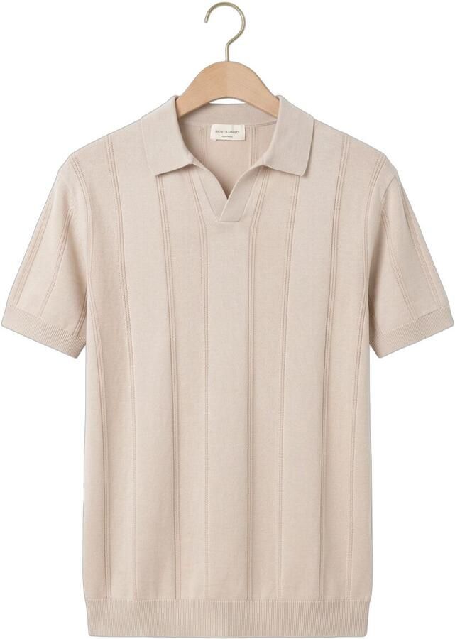 GENTILUOMO Heren Polo's & T-shirts Polo No Buttons Ss Beige - Foto 2