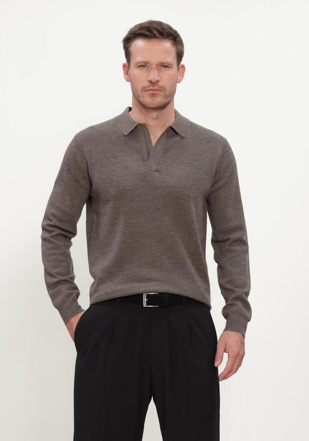 GENTILUOMO Heren Truien & Vesten Polo Zip Ls Taupe