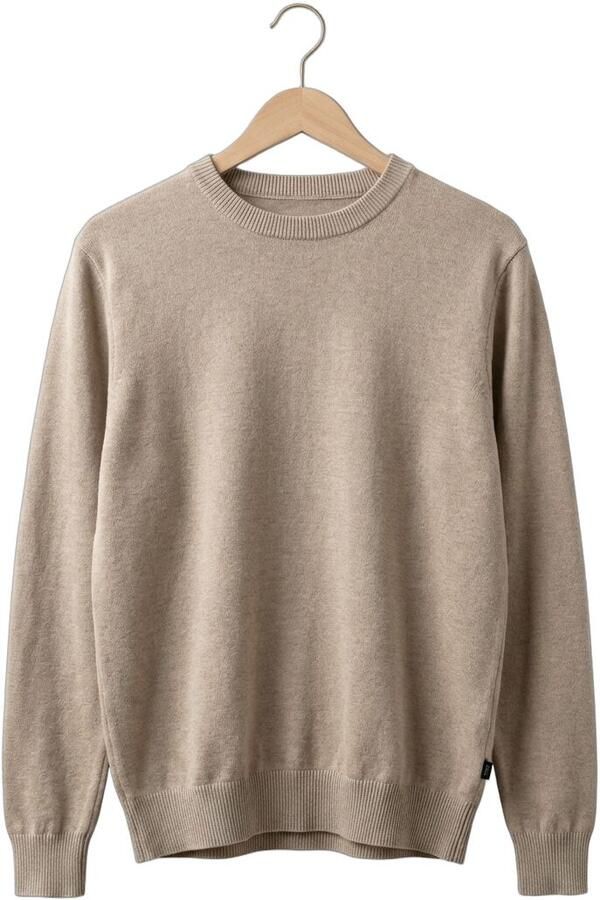 GENTILUOMO Heren Truien & Vesten Round Neck Ls Beige - Foto 4