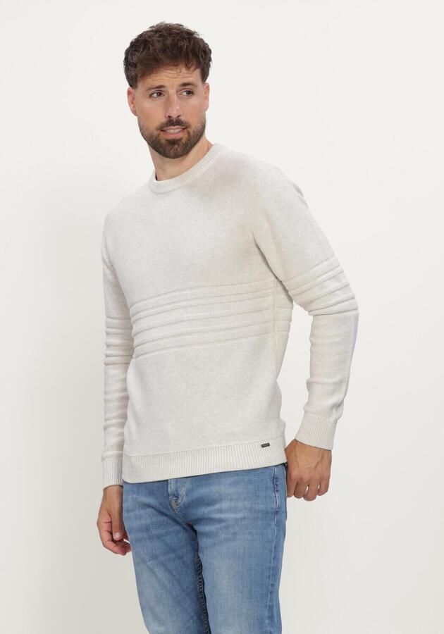 GENTILUOMO Heren Truien & Vesten Round Neck Ls Ecru