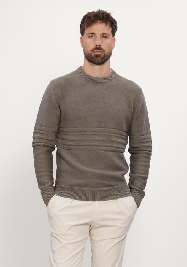 GENTILUOMO Heren Truien & Vesten Round Neck Ls Taupe