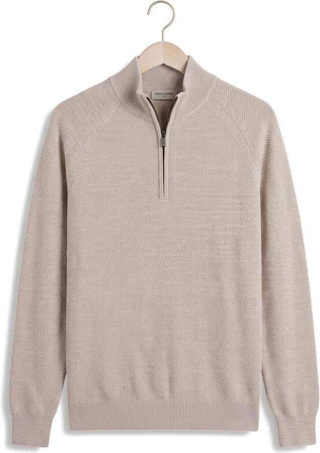 GENTILUOMO Heren Truien & Vesten Turtle Zip Ls Beige - Foto 2