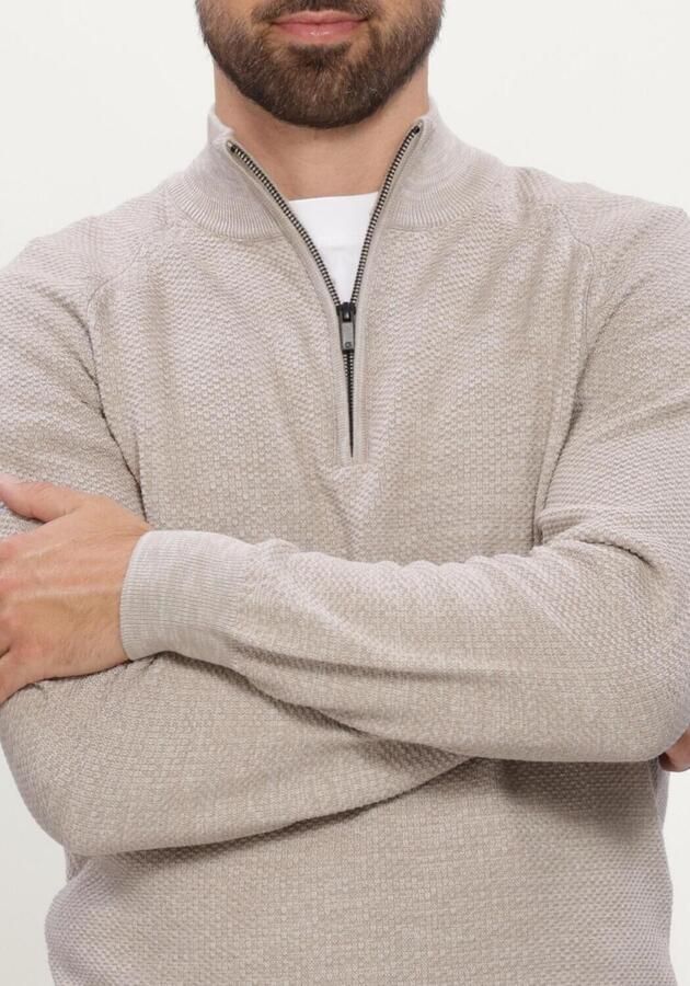 GENTILUOMO Heren Truien & Vesten Turtle Zip Ls Beige - Foto 4