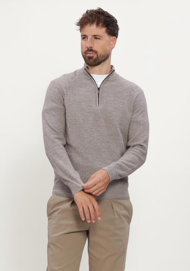 GENTILUOMO Heren Truien & Vesten Turtle Zip Ls Taupe