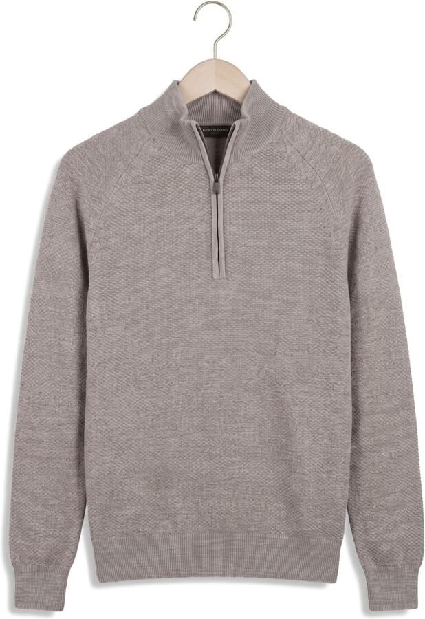 GENTILUOMO Heren Truien & Vesten Turtle Zip Ls Taupe - Foto 4