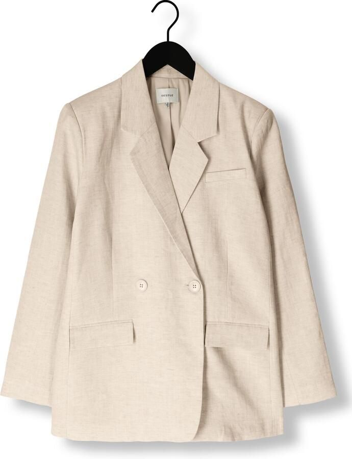 Gestuz Linnen Blazer Elegant Stijlvol Veelzijdig Beige Dames