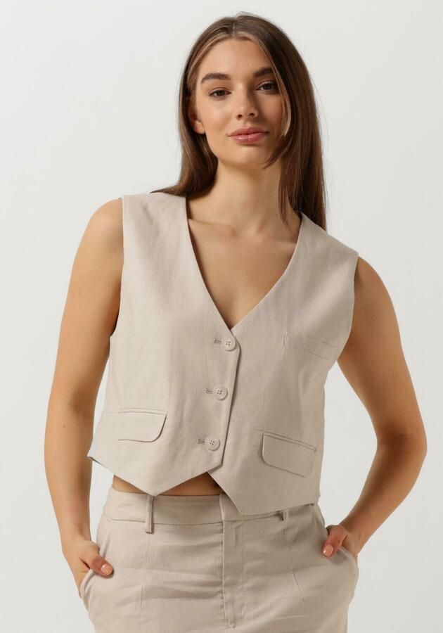GESTUZ Dames Blazers Lizagz Linen Waistcoat Beige - Foto 4
