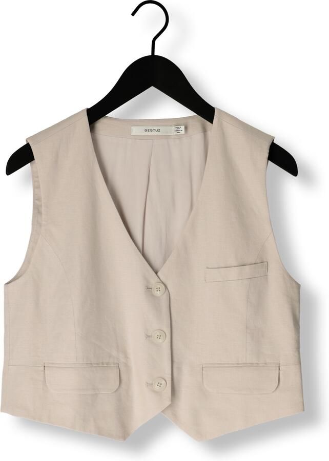 GESTUZ Dames Blazers Lizagz Linen Waistcoat Beige