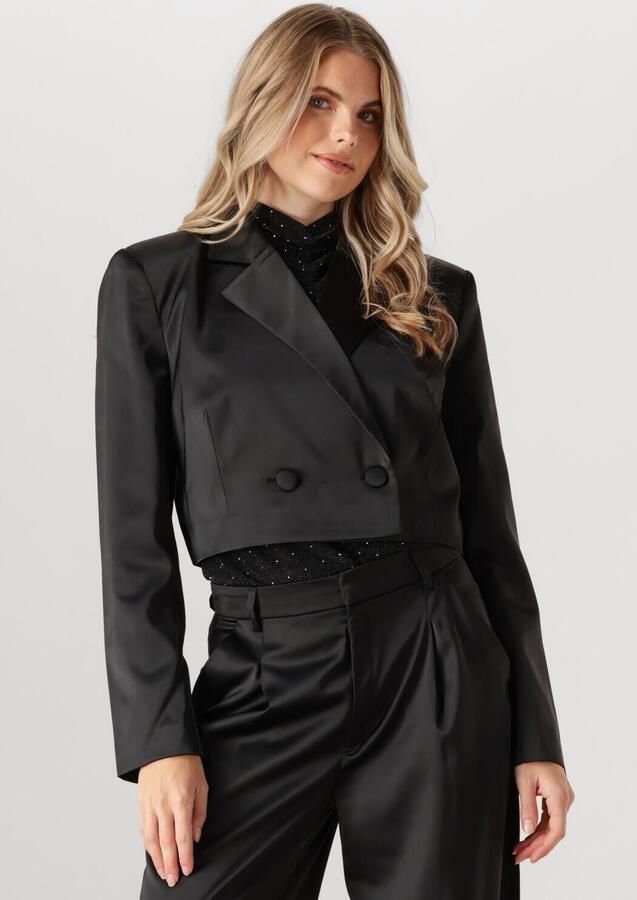 Gestuz Korte Zwarte Blazer met Brede Kraag Black Dames - Foto 4