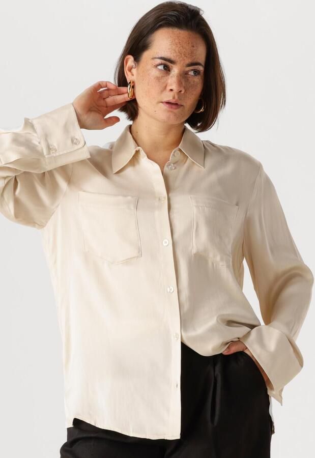 Gestuz Witte Zijden Shirt Veelzijdig en Elegant Beige Dames - Foto 4