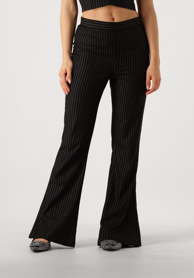Gestuz Hoge taille flare broek met krijtstreep patroon Black Dames - Foto 4