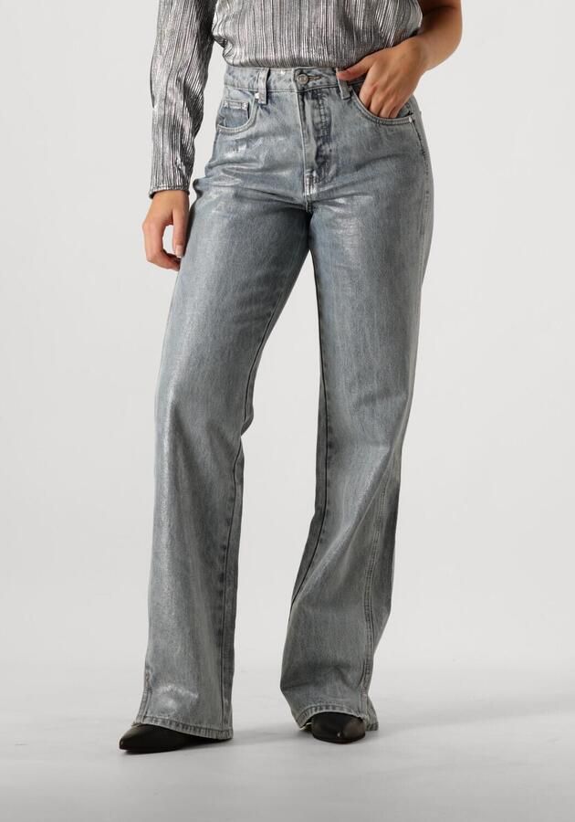 Gestuz Metallic Straight-Leg Jeans Coated Blue Wash Blue Dames - Foto 3