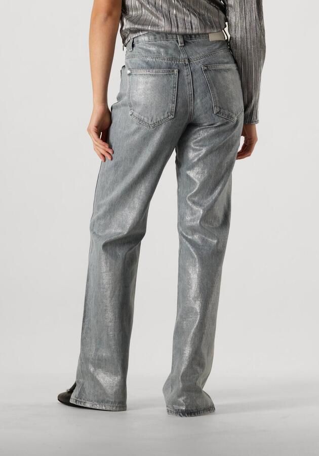 Gestuz Metallic Straight-Leg Jeans Coated Blue Wash Blue Dames