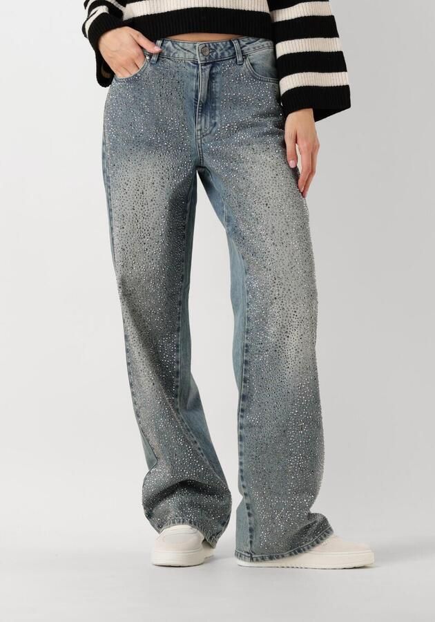 Gestuz Blauwe Straight Leg Jeans met Strass Steentjes Blue Dames - Foto 4