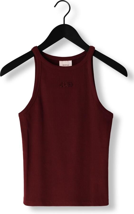 GESTUZ Dames Tops & T-shirts Gzdrew Rhinstone Logo Tank Bordeaux - Foto 3