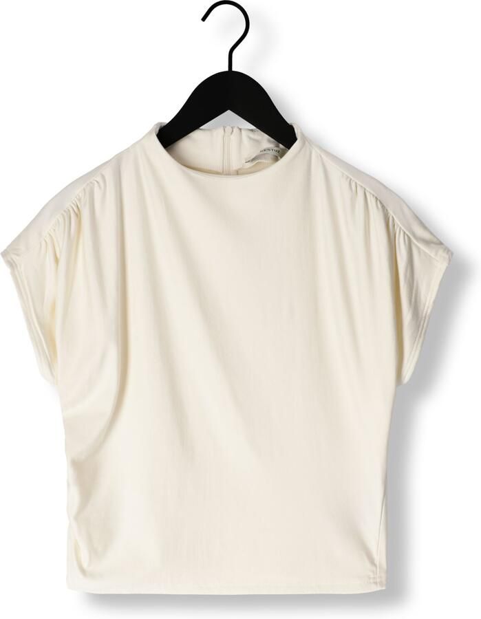 Gestuz Elegante Top met Hoge Hals en Gedrapeerde Effecten Beige Dames