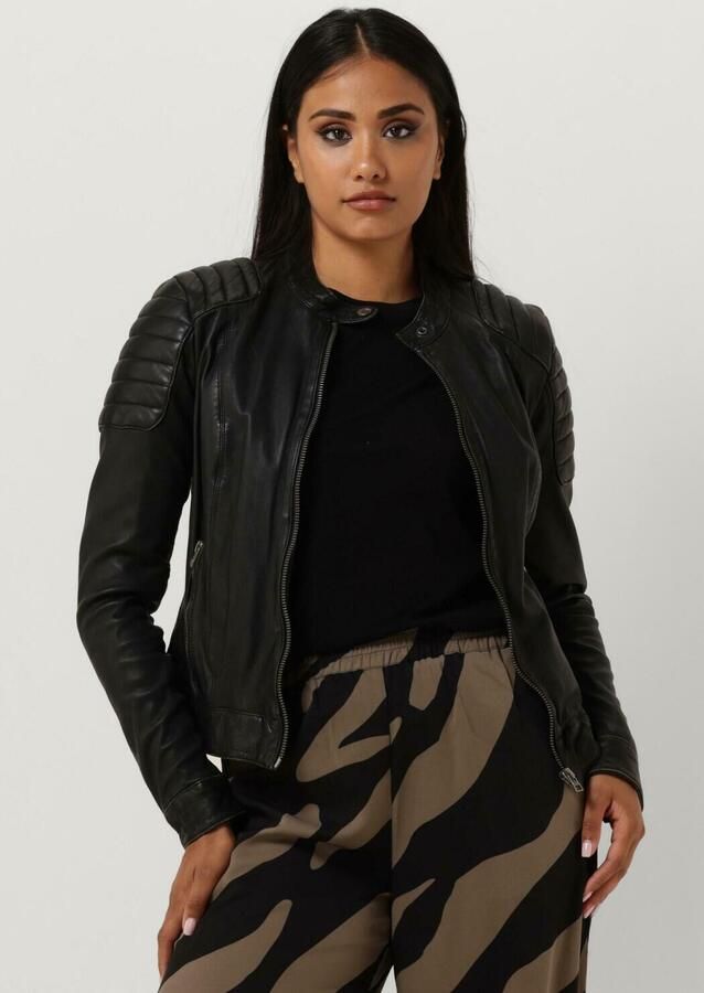 Goosecraft Biker Leren Jas Zwart Black Dames - Foto 3