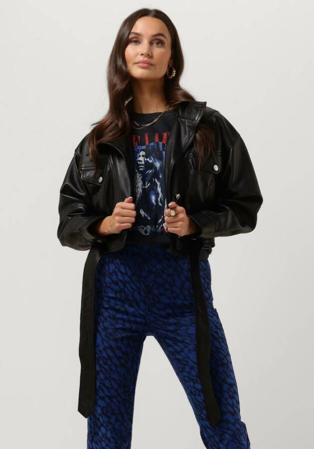 Goosecraft leren jas GC Daiguiri met ceintuur zwart