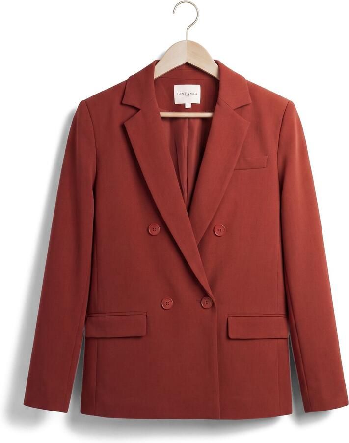 Grace & Mila double breasted blazer donkerrood - Foto 2