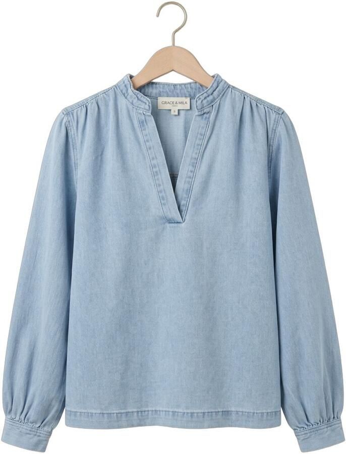 GRACE & MILA Dames Blouses Ss2617070 Lichtblauw - Foto 2