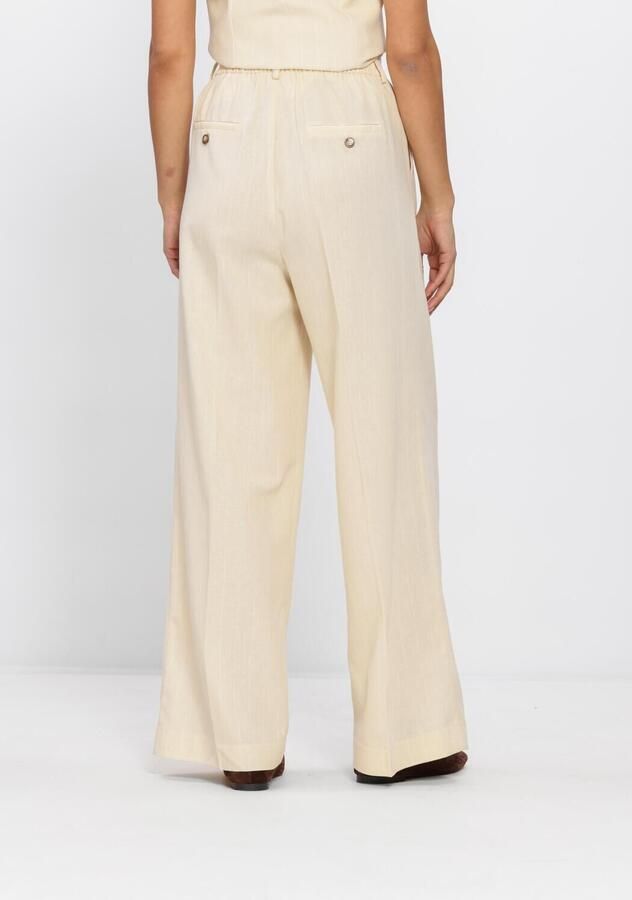 Grace & Mila wide leg regular waist pantalon met krijtstreep lichtgeel - Foto 2